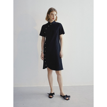 Slow tea black striped musculature with improved short one-piece dress design feeling small crowdsummer elastic high waist short skirt