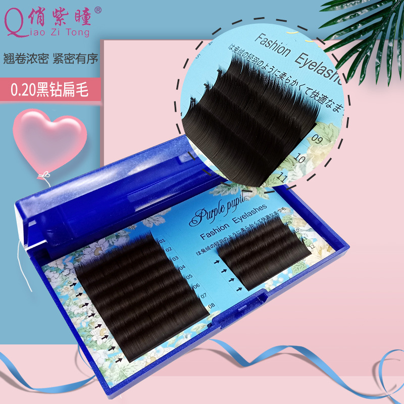 New 0 20 black diamond flat hair baby curved grafted false eyelashes natural thick and soft planted eyelashes 8-13mm