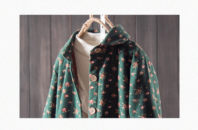 Áo khoác cotton và vải lanh nữ mùa thu đông 2018 mới rộng kích thước lớn hoa gió dân tộc cộng với áo nhung dày dài áo gió áo phao dáng dài hàn quốc