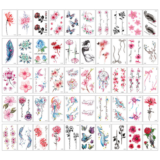 Color tattoo stickers waterproof female small fresh other shore flower cherry blossoms cover scars lasting high-level tattoo