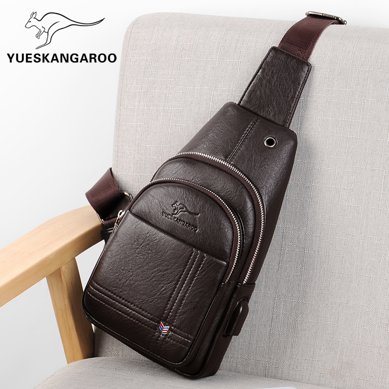 Men's chest bag 2021 New brand Bull Leather Casual Twill with Fashion Genuine Leather Youth Sport Small-to-Shoulder Bag Tide