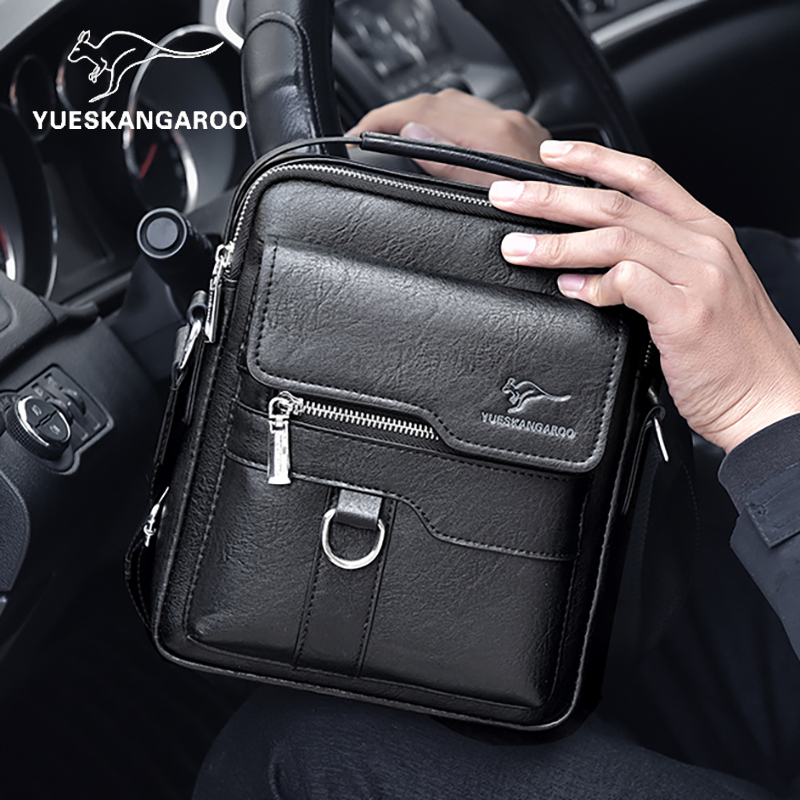 Men's bag leather shoulder bag simple street trend messenger bag vertical casual portable diagonal small backpack men