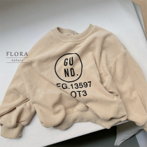 Autumn-style male and female children long sleeves towels Weater Korea Ethos Alphabet minimalist sleeve Bat Sleeves Loose