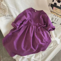 Childrens retro cotton linen dress girls baby ancient dress Han suit Wind long dress Artistic Breathable 80% sleeves Long dress dress