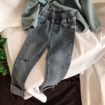 LT High-end Children Clothing Children Tight elastic denim Jeans Men and women Men and women Mens and womens pants personalities Fashion pants