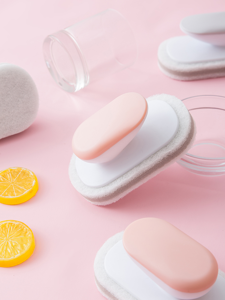 With handle cleaning brush Wall brush bathtub tile powder room brush Kitchen washing pot artifact dish washing sponge wipe
