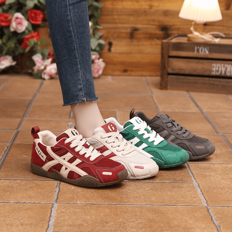 De Xun Women's Shoes 2026 New Model Mesh Spring and Summer Genuine Leather Casual Sneakers Comfortable Versatile Dad Shoes Forrest Gump Shoes