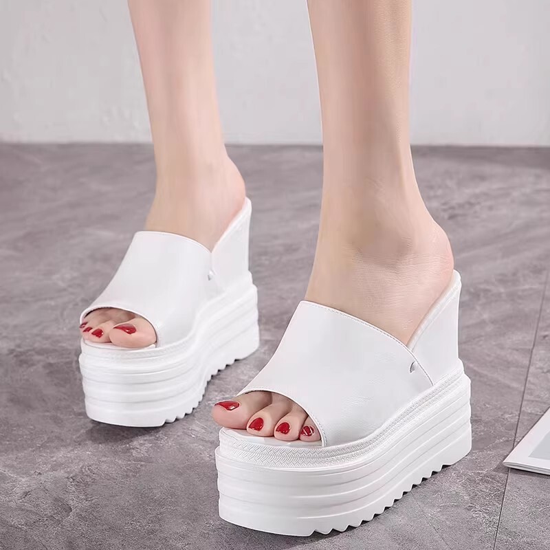 13cm 15cm High-Heeled Slippers for Summer, Korean Style Fashionable Internet Celebrity Sandals, Non-Slip Beach Shoes, Super High Heels