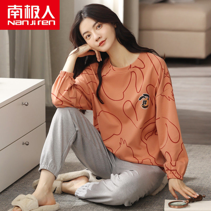 South Pole Pyjamas Woman Spring Autumn Season Pure Cotton Long Sleeve Korean version can be worn outside Home Clothing Autumn winter style All cotton big ruler Code suit