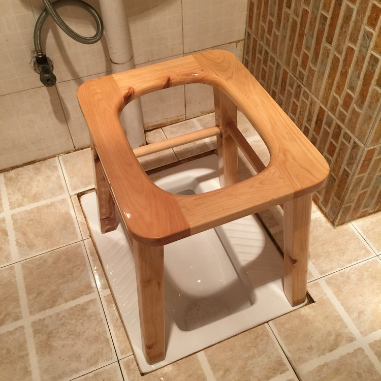 Shangxi adult pregnant woman elderly squat stool Solid wood green mobile toilet toilet stool convenient device