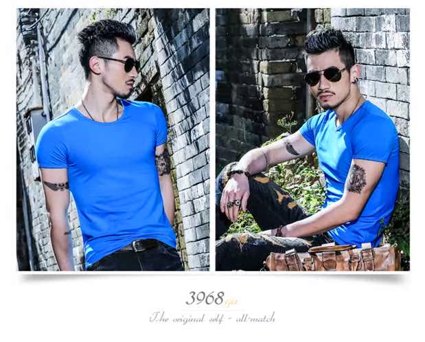 Mùa hè áo thun trắng SMS nam phiên bản Hàn Quốc của Slim Slim gần với chất liệu cotton co giãn bó sát cotton ngắn tay áo cộc tay