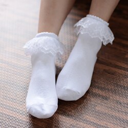 White lace cotton socks Japanese Lolita candy color JK mid-calf pile socks double layer cotton calf socks