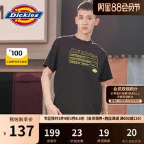Dickies letter embroidery short-sleeved T-shirt mens summer new cotton comfortable loose round neck top black 8763
