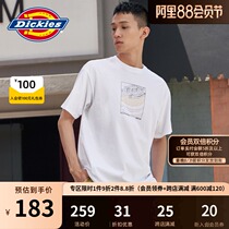 Dickies glossy offset printing design printing short-sleeved mens early spring new casual round neck short T white 8753