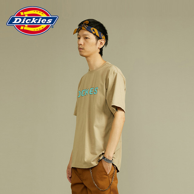 Dickies ພາກຮຽນ spring ແລະ summer ຄໍຮອບພິມພິມແບບສະບາຍ versatility ເສື້ອທີເຊີດແຂນສັ້ນສໍາລັບຄູ່ຜົວເມຍຜູ້ຊາຍແລະແມ່ຍິງ