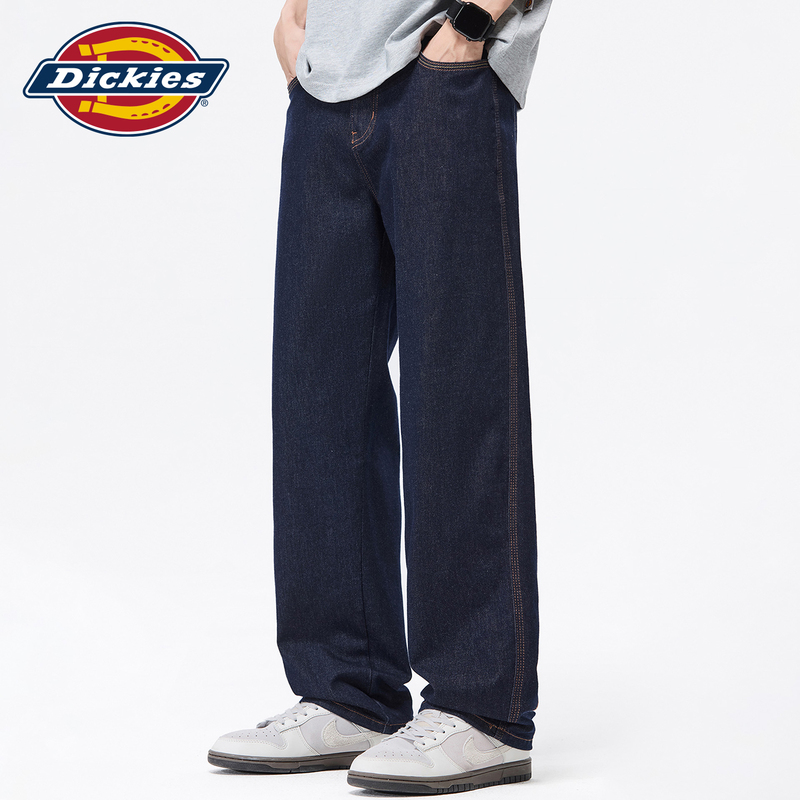 Dickies New Washed Denim Jeans for Men, Loose Straight-Leg Pants, Autumn Casual Wide-Leg Long Trousers Y Dickies New Washed Denim Jeans for Men, Loose Straight-Leg Pants, Autumn Casual Wide-Leg Long Trousers Y