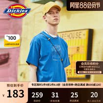 Dickies glossy offset printing design printing short-sleeved mens early spring new round neck short T classical blue 8753