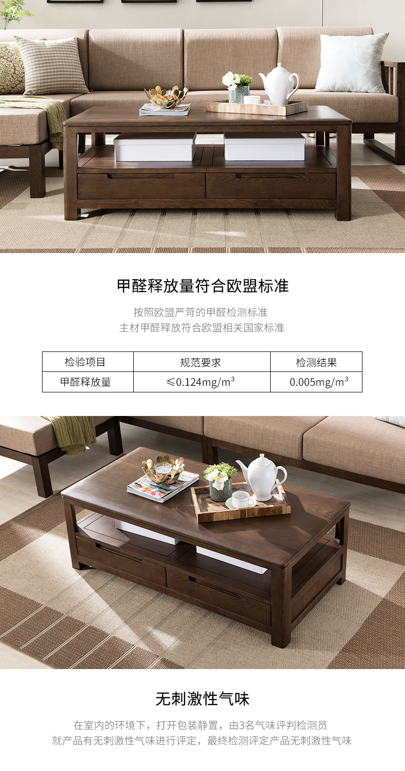 đồ nội thất tối giản đồ gỗ nội thất xuất sắc gỗ rắn bàn cà phê 1,2 m 1,4 m sồi cà phê bàn ​​trà bàn Bốn ngăn kéo Bắc Âu - Bàn trà bàn trà mặt đá