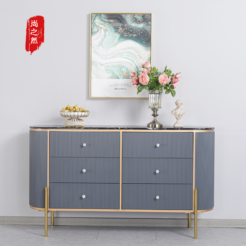 American solid wood light and luxurious 6 bucket cabinet minimalist modern dining room Dining Room bedroom Bedroom Decoration Hyun Guan Cabinet Containing Cabinet Grey