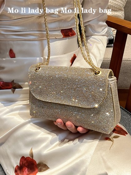 信封小包包2024新款时尚高级小众轻奢带钻单肩斜挎包腋下包手机包