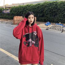 Ideal national tide skull Ghost Face plus velvet hooded sweater women Tide brand autumn and winter loose hoodie male WSNHLAB