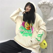 Ideal national tide smiley face white hooded sweater women loose couples autumn and winter hip-hop Hoodie Man HITOSS
