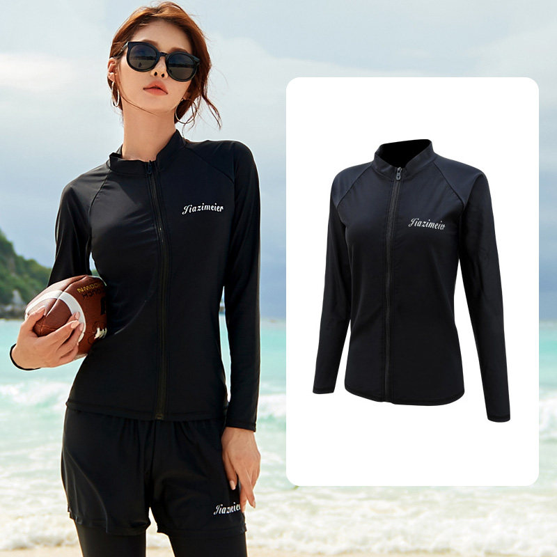 Diving Suit Woman Sunscreen Long Sleeve Blouse Trousers Four-corner Pants Speed Dry Conservative Elastic Summer Laps Two-piece Swimsuit Woman
