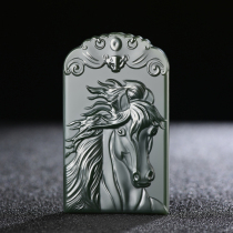 Hetian jade green jade tower Green a fine material horse to success Jade brand pendant mens zodiac horse Jade can be customized