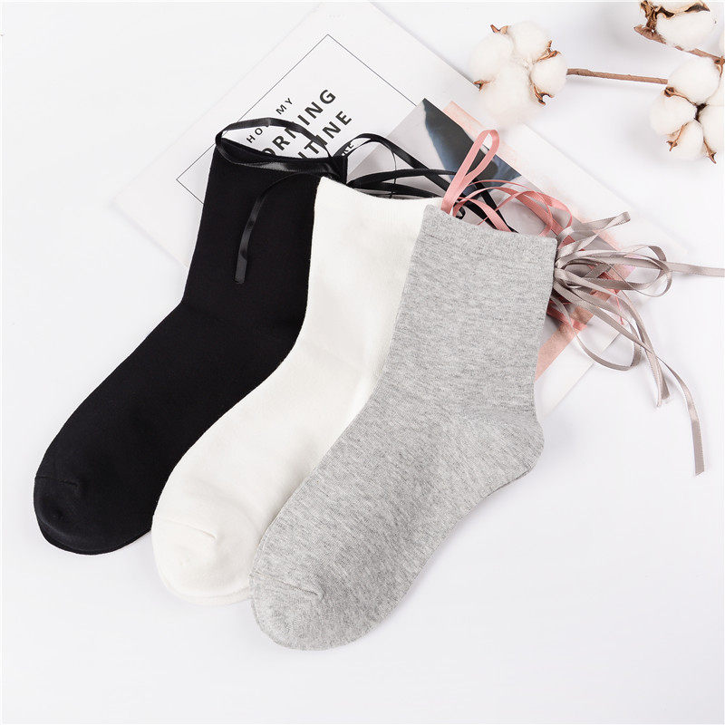 Lady midbarrel pure cotton socks autumn winter thick cotton socks in women's cotton socks full cotton socks pure color deodorant can't be new for the new