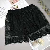 Lace Ice Silk safety pants womens anti-light Middle waist lace size without crotch flat corner base can be worn outside fake 2 pieces