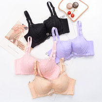 No steel ring thickening small chest flat chest gathering side adjustment bra lace anti-light underwear collection milk cover