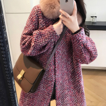 Yang Xiaolu Paris Artist Hepburn Wind Xiaoxiang Tweed Mao Tweed Wing Coat Foxe Coat Fox Girl Spring