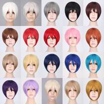 Universal COS fake hair close face white red pink gray gold blue black red color short hair MSN gay hair men and women 30CM wig