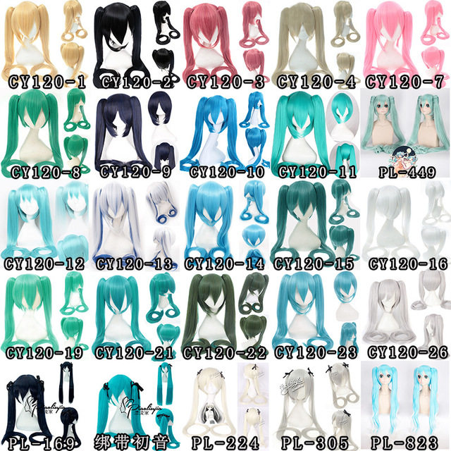 V Home 120CM Miku Hatsune miku Chihoto Sakura Black Rock Shooter COS Wig White Pink Gold Double Ponytail