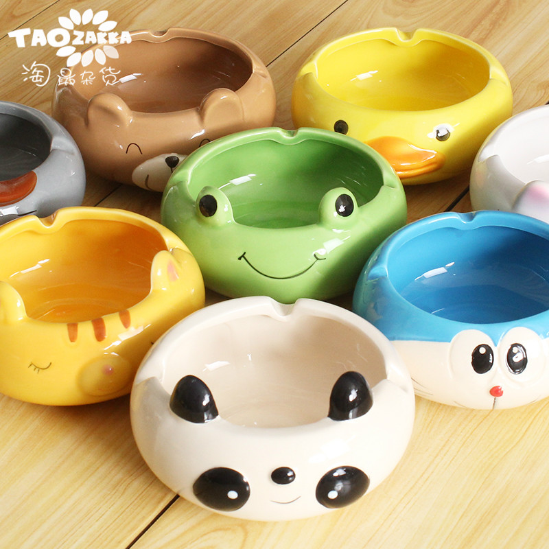 Korean creative personality cute cartoon ashtray ceramic trend multifunctional household birthday gift for male and female