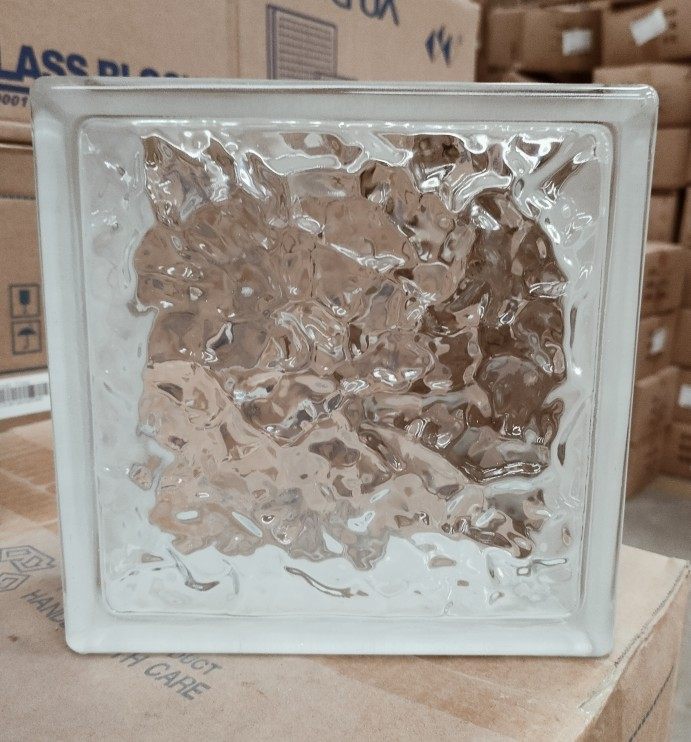 1908 ultra-white ice crystal hollow glass brick square transparent opaque partition wall living room powder room curtain wall