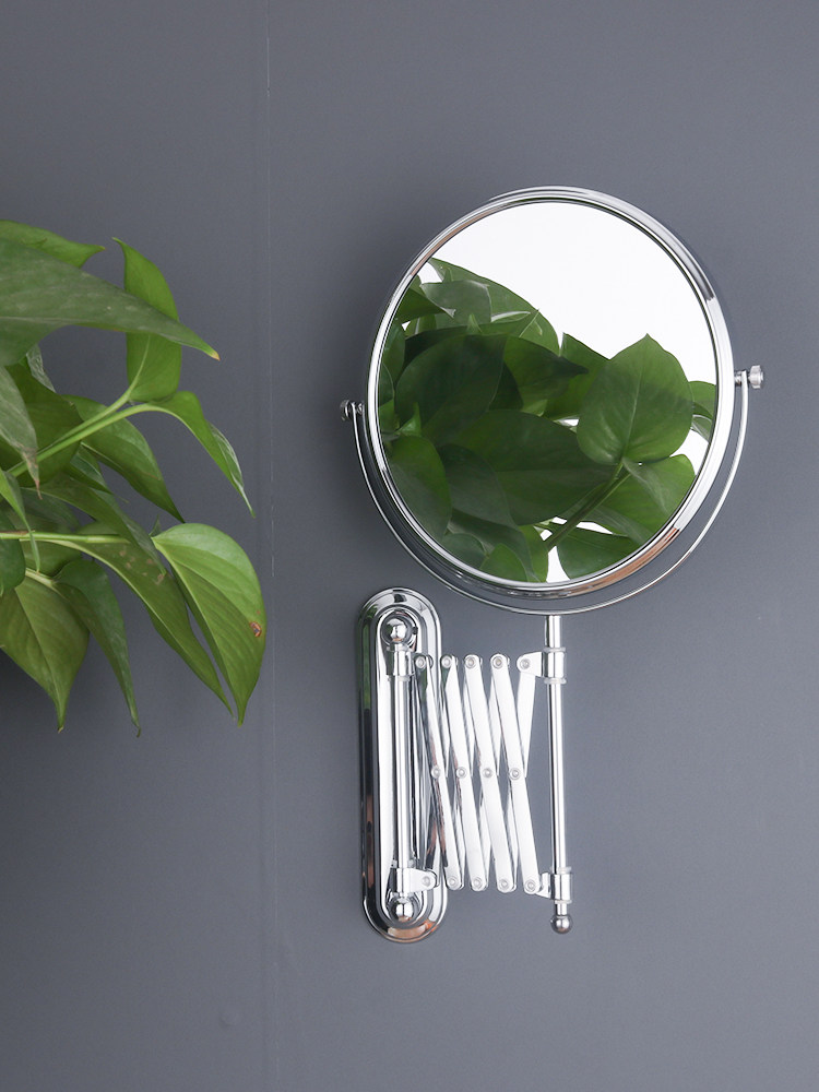 Bathroom wall-mounted folding telescopic mirror Beauty mirror Hotel powder room makeup mirror Princess mirror amiro free hole
