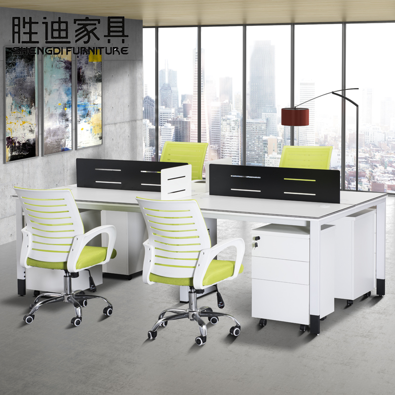 Shengdi Furniture Staff Desk 4 People Shanghai Brief Modern Working Position Employee Table Screen Desk Chair