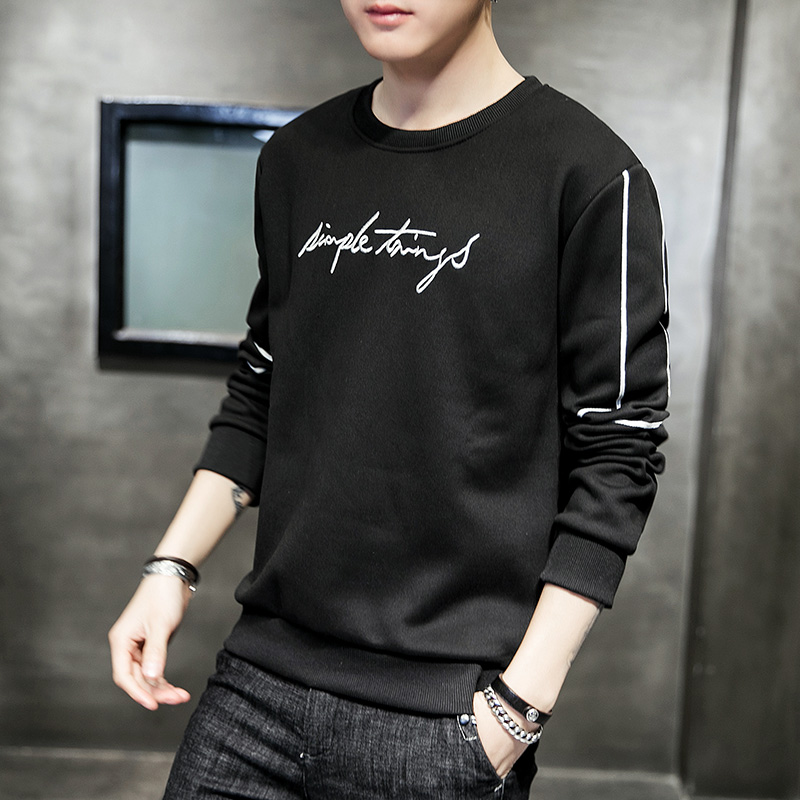 Long sleeve T-shirt men's autumn Korean version teenagers round collar set with undershirt trend on clothes and clothing and autumn clothing