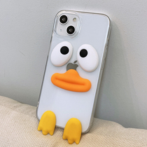 Three-dimensional funny little yellow duck apple 13 phone case transparent iPhone13Promax cute 13pro cute mini women 13 new 13p soft shell ip niche