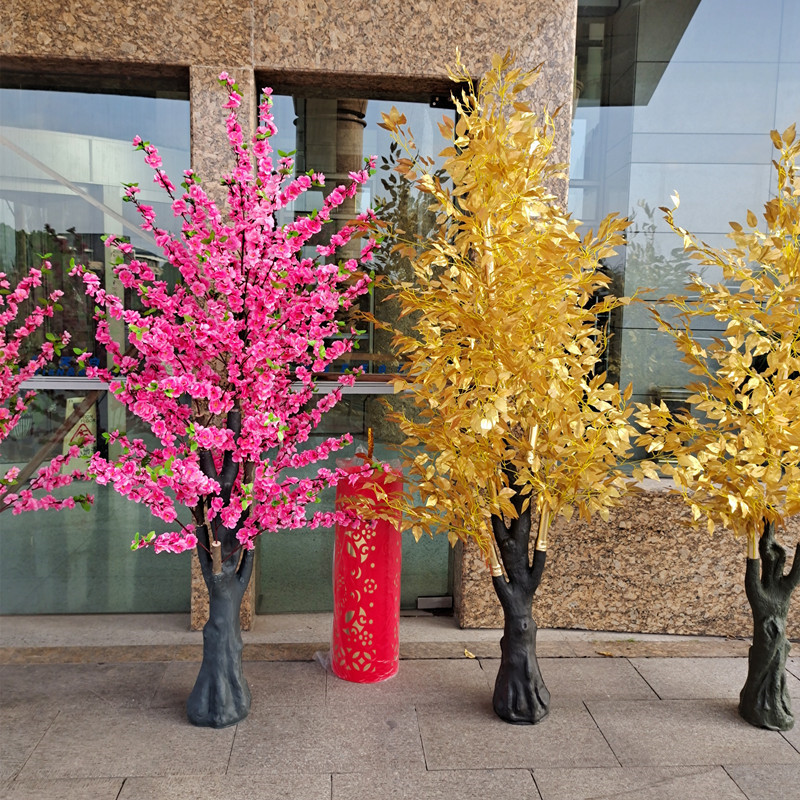 Emulated Peach Blossom Tree Fake Peach Blossom Gold Banyan Tree Cherry Blossom Tree Wishing Tree Hotel Mall to Decorate Tree Wedding with Tree
