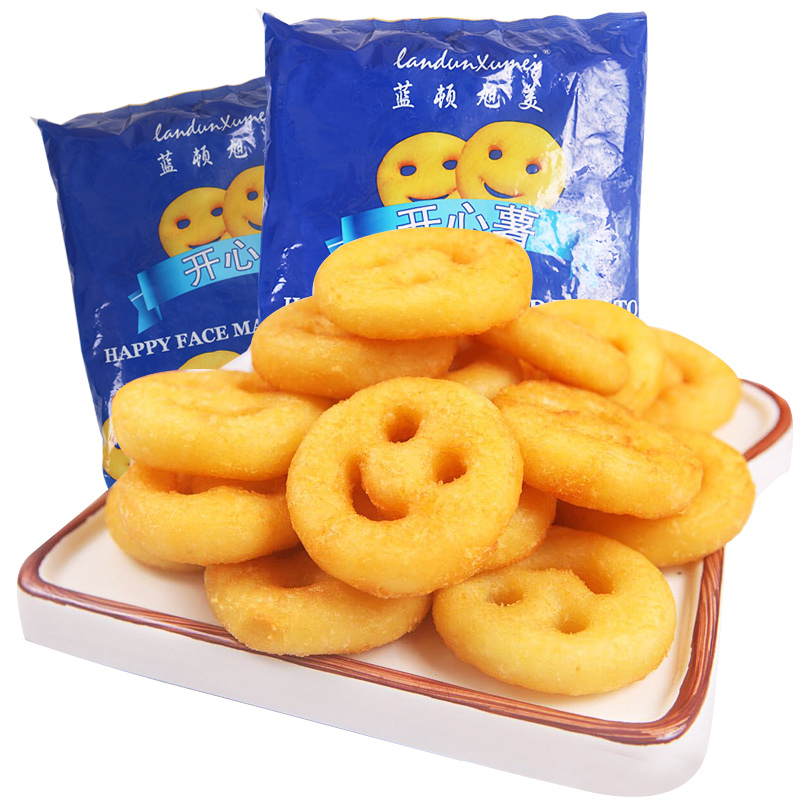 Blue Ton Xumei Happy Potato Pancake Smiley Cheeky Potato Cake Mashed Potato Fried Snack Semi-finished Frozen Fries 2kg