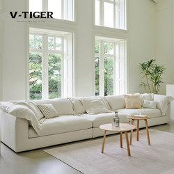 V-TIGER/Italian light luxury large sitting deep lazy style down straight row fabric sofa/NebulaNine