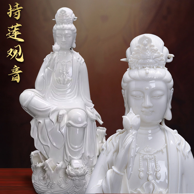 中国美術品、德州窑白瓷、观世音大佛像、超美品、