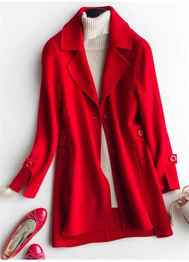 Áo khoác cashmere hai mặt nữ 2018 áo len dài phần mới # 7269 - Áo len lót đôi áo khoác dạ nữ ngắn