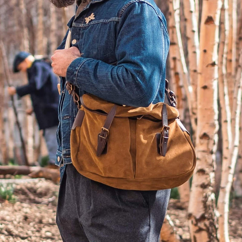 In Stock French-Made Bleu De Chauffe Musette S Suede Leather Messenger Bag Shoulder Bag