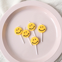 South Korea Ins Wind Yellow Cute Smiley Face Candle Birthday Smile Candle Party Arrangement Decorative Items
