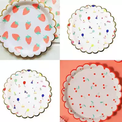 Pet cake dinner plate birthday tile must-have pet party plate single paper version disposable multi-color optional