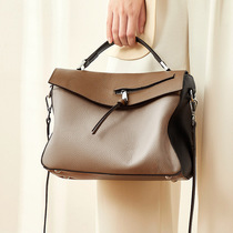 J C Alba genuine leather womens bag retro 2022 new niche simple fashion all-match Korean version one-shoulder messenger bag