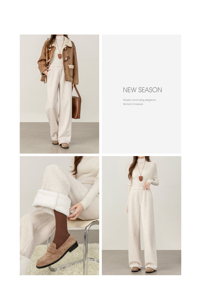 SENTUBILA Fleece-gefütterte Hosen für Damen 2026 Winter Acetat Elastischer Bund Weites Bein Lässige Vielseitige Hosen 154KD3652 – Detail 32